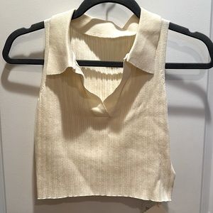 J.ING cream collared summer tank top